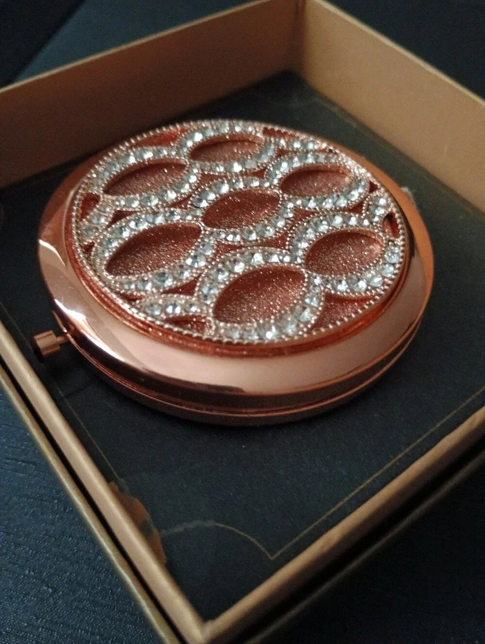 Monet Rose Gold Rhinestone Double Mirror Compact - Picture 5 of 5